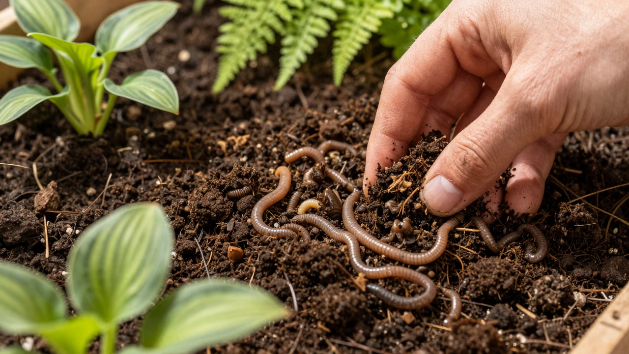 Rich composted soil being prepared for planting shade-loving perennials