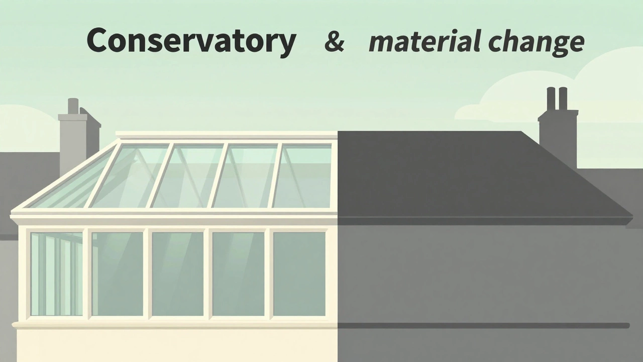 Visual comparison of translucent conservatory vs solid orangery roof structures