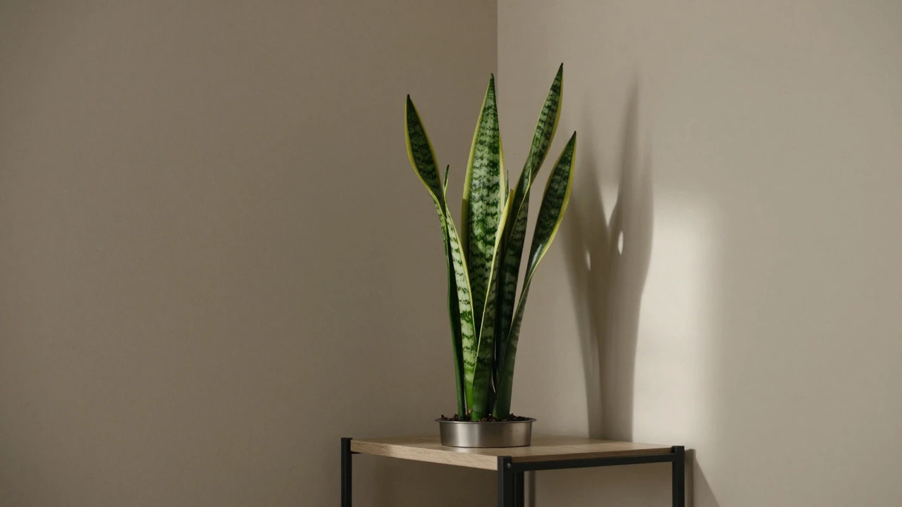 Snake plant isolated on a shelf during quarantine period